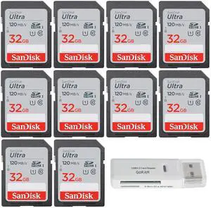 32GB Ultra SDHC UHS-I Class 10 Camera Card 120MB/s U1, Full HD, SD. C10 SDSDUN4-032G (10 Pack) Bundle with (1) GoRAM USB 3.0 Reader (32GB) 32GB Ultra SDHC UHS-I Class 10 Camera Card 120MB/s U1, Full HD, SD. C10 SDSDUN4-032G (10 Pack) Bundle with (1) GoRAM USB 3.0 Reader (32GB)