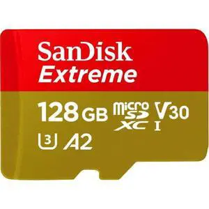 128GB Extreme microSD UHS I Card for 4K Video on Smartphones, Action Cams & Drones 190MB/s Read, 90MB/s Write SDSQXAA 128G GN6MN, Red/Gold 128GB Extreme microSD UHS I Card for 4K Video on Smartphones, Action Cams & Drones 190MB/s Read, 90MB/s Write SDSQXAA 128G GN6MN, Red/Gold