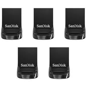 64GB 5-Pack Ultra Fit USB 3.1 Flash Drive (5x64GB) - SDCZ430-064G-B5CT, Black 64GB 5-Pack Ultra Fit USB 3.1 Flash Drive (5x64GB) - SDCZ430-064G-B5CT, Black