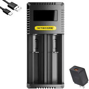 Ci2 2 Bay Universal Battery Charger Support 16340 14500 18650 21700 Lithium Ion AA AAA Ni-MH Ni-CD, with USB QC PD Charging Adapter and Lumentac Battery Organizer Ci2 2 Bay Universal Battery Charger Support 16340 14500 18650 21700 Lithium Ion AA AAA Ni-MH Ni-CD, with USB QC PD Charging Adapter and Lumentac Battery Organizer