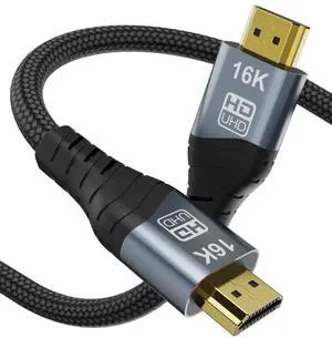 8K 10K 16K HDMI 2.2 5M 16.5FT Cable High Speed 96Gbps 12Bit 16K@60Hz 8K@240Hz 4K@480Hz Braided Gold Plated UHD HDR Support HDCP 3D Video Connection Compatible with PS5 Monitor TV 8K 10K 16K HDMI 2.2 5M 16.5FT Cable High Speed 96Gbps 12Bit 16K@60Hz 8K@240Hz 4K@480Hz Braided Gold Plated UHD HDR Support HDCP 3D Video Connection Compatible with PS5 Monitor TV