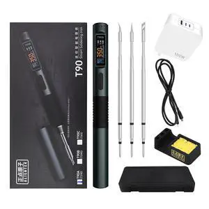T90 Smart Soldering Iron 140W PD3.0 QC Fast Heating Digital Soldering Pen with LCD Display, Portable USBC Soldering Tool for Electronics Repair, DIY, PCB Soldering (T90A soldering iron Set) T90 Smart Soldering Iron 140W PD3.0 QC Fast Heating Digital Soldering Pen with LCD Display, Portable USBC Soldering Tool for Electronics Repair, DIY, PCB Soldering (T90A soldering iron Set)