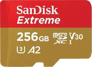 256GB Extreme microSD UHS I Card for 4K Video on Smartphones, Action Cams & Drones 190MB/s Read, 130MB/s Write SDSQXAV 256G GN6MN, Red/Gold 256GB Extreme microSD UHS I Card for 4K Video on Smartphones, Action Cams & Drones 190MB/s Read, 130MB/s Write SDSQXAV 256G GN6MN, Red/Gold