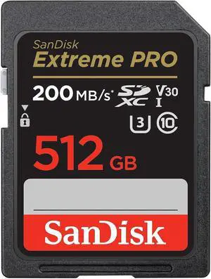 512GB Extreme PRO SDXC UHS-I Memory Card - C10, U3, V30, 4K UHD, SD Card - SDSDXXD-512G-GN4IN 512GB Extreme PRO SDXC UHS-I Memory Card - C10, U3, V30, 4K UHD, SD Card - SDSDXXD-512G-GN4IN
