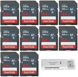 64GB Ultra SDXC UHS-I Class 10 SDSDUNR-064G-GN3IN Memory Card (10 Pack with GoRAM USB 3.0 Reader) 64GB Ultra SDXC UHS-I Class 10 SDSDUNR-064G-GN3IN Memory Card (10 Pack with GoRAM USB 3.0 Reader)
