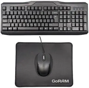 Full-Sized Wired Keyboard (QWERTY) + USB Mouse Combo Bundle with (1) GoRAM Mousepad Full-Sized Wired Keyboard (QWERTY) + USB Mouse Combo Bundle with (1) GoRAM Mousepad
