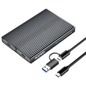 Dual Bay M.2 NVMe SSD Enclosure, USB3.1 GEN2 10Gbps with UASP Trim, Up to 16TB, Tool Free PCIe NVMe SSD Enclosure for 2230/2242/2260/2280mm M Key B+M Key Dual Bay M.2 NVMe SSD Enclosure, USB3.1 GEN2 10Gbps with UASP Trim, Up to 16TB, Tool Free PCIe NVMe SSD Enclosure for 2230/2242/2260/2280mm M Key B+M Key