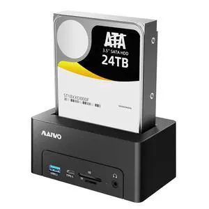 Hard Drive Docking Station for 2.5 3.5 Inch SATA HDD SSD, USB 3.0/eSATA 5Gbps Speed with UASP, 24TB Capacity, External HDD Reader Hard Drive Docking Station for 2.5 3.5 Inch SATA HDD SSD, USB 3.0/eSATA 5Gbps Speed with UASP, 24TB Capacity, External HDD Reader