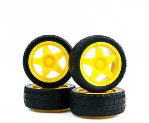 Tire Wheel 4pcs Rubber Tyres 2.6in Tyres Model Gear Parts with Convex Wheel Hub for Programmable Smart RC Robot Car Tire Wheel 4pcs Rubber Tyres 2.6in Tyres Model Gear Parts with Convex Wheel Hub for Programmable Smart RC Robot Car