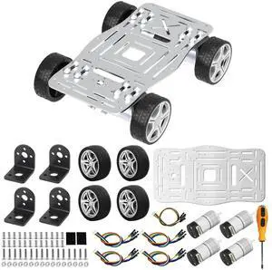 4-Wheel Drive Smart Car Chassis Kit Aluminum Alloy Frame Metal Motor for Electronics Competition Can Expand Raspberry Pi/UNO R3/Jetson/MSPM0 (V1 Chassis Separate) 4-Wheel Drive Smart Car Chassis Kit Aluminum Alloy Frame Metal Motor for Electronics Competition Can Expand Raspberry Pi/UNO R3/Jetson/MSPM0 (V1 Chassis Separate)