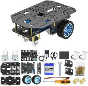 Smart Chassis Car 2WD Kit with 520 Encoder Motor,Aluminum Alloy Frame,with Expansion Board Driver,for DIY Educational Robot Car Kit(Unassembled) with Battery Smart Chassis Car 2WD Kit with 520 Encoder Motor,Aluminum Alloy Frame,with Expansion Board Driver,for DIY Educational Robot Car Kit(Unassembled) with Battery
