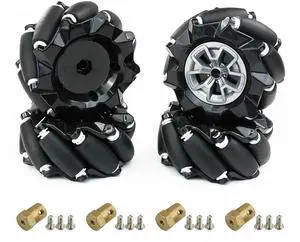 Mecanum Wheel 65mm 80mm 97mm Omni Wheel with 6mm Hexagonal Metal Coupling Motor Connector Tire for AGV Smart Robot (97mm black mecanum wheel *4) Mecanum Wheel 65mm 80mm 97mm Omni Wheel with 6mm Hexagonal Metal Coupling Motor Connector Tire for AGV Smart Robot (97mm black mecanum wheel *4)