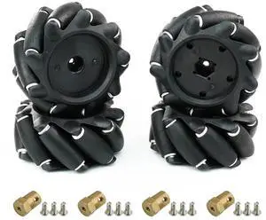 Mecanum Wheel 65mm 80mm 97mm Omni Wheel with 6mm Hexagonal Metal Coupling Motor Connector Tire for AGV Smart Robot (80mm black mecanum wheel *4) Mecanum Wheel 65mm 80mm 97mm Omni Wheel with 6mm Hexagonal Metal Coupling Motor Connector Tire for AGV Smart Robot (80mm black mecanum wheel *4)