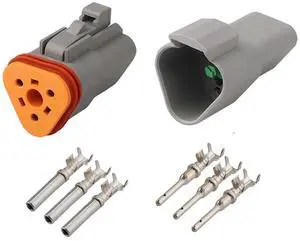 Dt04-2p automobile waterproof connector 5 sets of 3/4 / 6/8-pin Dechi dt06-3s cable male and female plug terminal sheath(3p,1sets) Dt04-2p automobile waterproof connector 5 sets of 3/4 / 6/8-pin Dechi dt06-3s cable male and female plug terminal sheath(3p,1sets)