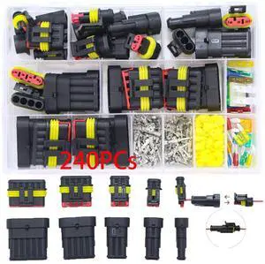 352Pcs HID Waterproof Connectors 1/2/3/4 Pin 26sets Car Electrical Wire Connector Plug Truck Harness 300V 12A(240PCs) 352Pcs HID Waterproof Connectors 1/2/3/4 Pin 26sets Car Electrical Wire Connector Plug Truck Harness 300V 12A(240PCs)