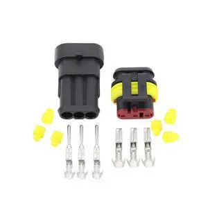 2-5sets Kit 2 Pin 1/2/3/4/5/6 Pins Way AMP Super seal Waterproof Electrical Wire Connectors Plug Compatible With car waterproof connector(3Pins,5Pcs) 2-5sets Kit 2 Pin 1/2/3/4/5/6 Pins Way AMP Super seal Waterproof Electrical Wire Connectors Plug Compatible With car waterproof connector(3Pins,5Pcs)