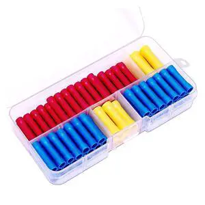 100 pieces of 10-22 AWG assorted insulated straight wire butt connectors voltage terminal connectors 100 pieces of 10-22 AWG assorted insulated straight wire butt connectors voltage terminal connectors