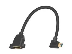 Mini DP to DP 1.4 Cable, 8K@60Hz Extreme Thin Right Angle Mini Displayport Male to Displayport Female Extension Cable with Screw Panel Mount Support Bi-Directional Transmission. 1Ft/30cm Mini DP to DP 1.4 Cable, 8K@60Hz Extreme Thin Right Angle Mini Displayport Male to Displayport Female Extension Cable with Screw Panel Mount Support Bi-Directional Transmission. 1Ft/30cm