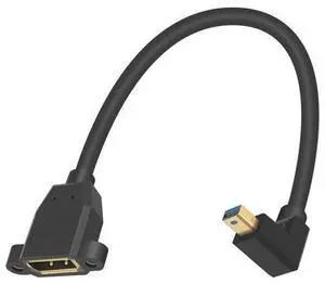 Mini DP to DP 1.4 Cable, 8K@60Hz Extreme Thin Up Angle Mini Displayport Male to Displayport Female Extension Cable with Screw Panel Mount Support Bi-Directional Transmission. 1Ft/30cm Mini DP to DP 1.4 Cable, 8K@60Hz Extreme Thin Up Angle Mini Displayport Male to Displayport Female Extension Cable with Screw Panel Mount Support Bi-Directional Transmission. 1Ft/30cm