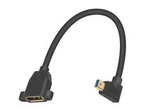 Mini DP to DP 1.4 Cable, 8K@60Hz Extreme Thin Left Angle Mini Displayport Male to Displayport Female Extension Cable with Screw Panel Mount Support Bi-Directional Transmission. 1Ft/30cm Mini DP to DP 1.4 Cable, 8K@60Hz Extreme Thin Left Angle Mini Displayport Male to Displayport Female Extension Cable with Screw Panel Mount Support Bi-Directional Transmission. 1Ft/30cm