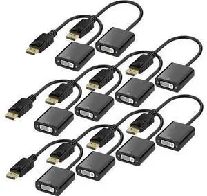 DisplayPort (DP) to DVI Adapter, Gold-Plated Display Port to DVI-D Adapter (Male to Female) Compatible with Computer, Desktop, Laptop, PC, Monitor, Projector, HDTV - Black 10 Packs DisplayPort (DP) to DVI Adapter, Gold-Plated Display Port to DVI-D Adapter (Male to Female) Compatible with Computer, Desktop, Laptop, PC, Monitor, Projector, HDTV - Black 10 Packs
