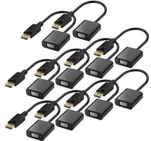 DisplayPort (DP) to VGA Adapter, Gold-Plated Display Port to VGA Adapter (Male to Female) Compatible with Computer, Desktop, Laptop, PC, Monitor, Projector, HDTV - Black 10 Packs DisplayPort (DP) to VGA Adapter, Gold-Plated Display Port to VGA Adapter (Male to Female) Compatible with Computer, Desktop, Laptop, PC, Monitor, Projector, HDTV - Black 10 Packs