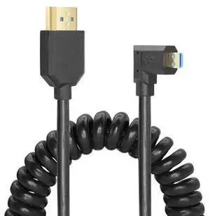 Micro HDMI to HDMI Cable Coiled 8K HDMI 2.1 Telescopic Cable High Speed Cable Support 120Hz 48Gbps Dynamic HDR for Digital Cameras (Right Angle) Micro HDMI to HDMI Cable Coiled 8K HDMI 2.1 Telescopic Cable High Speed Cable Support 120Hz 48Gbps Dynamic HDR for Digital Cameras (Right Angle)