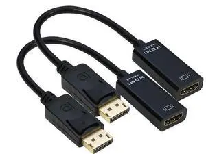 DP Displayport to HDMI Adapter 4K x 2K, Display Port to HDMI Male to Female Gold-Plated Cord Compatible for HP 2-Pack DP Displayport to HDMI Adapter 4K x 2K, Display Port to HDMI Male to Female Gold-Plated Cord Compatible for HP 2-Pack