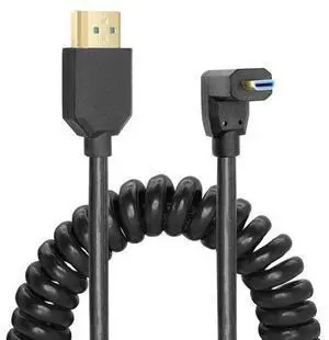 Micro HDMI to HDMI Cable Coiled 8K HDMI 2.1 Telescopic Cable High Speed Cable Support 120Hz 48Gbps Dynamic HDR for Digital Cameras (Down Angle) Micro HDMI to HDMI Cable Coiled 8K HDMI 2.1 Telescopic Cable High Speed Cable Support 120Hz 48Gbps Dynamic HDR for Digital Cameras (Down Angle)