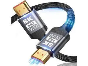 8K HDMI Cable 2.1, 2M/6.6FT Ultra High Speed HDMI Cable Braided Cord, HDMI Cables 48Gbps (8K@60Hz 7680x4320, 4K@120Hz) Supports Dynamic HDR 10 eARC 3D, Dolby Atmos Compatible with Roku TV/PS5/H 8K HDMI Cable 2.1, 2M/6.6FT Ultra High Speed HDMI Cable Braided Cord, HDMI Cables 48Gbps (8K@60Hz 7680x4320, 4K@120Hz) Supports Dynamic HDR 10 eARC 3D, Dolby Atmos Compatible with Roku TV/PS5/H