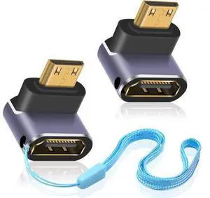 8K 90 Degree Mini HDMI to HDMI Adapter, Down Angle HDMI to Mini HDMI Adapter Supports 8K@60Hz, 4K@144Hz, 2K@240Hz for Camera, Camcorder - 2 Pack 8K 90 Degree Mini HDMI to HDMI Adapter, Down Angle HDMI to Mini HDMI Adapter Supports 8K@60Hz, 4K@144Hz, 2K@240Hz for Camera, Camcorder - 2 Pack