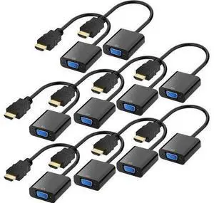 HDMI to VGA, Gold-Plated HDMI to VGA Adapter (Male to Female) for Computer, Desktop, Laptop, PC, Monitor, Projector, HDTV, Chromebook, Raspberry Pi, Roku, Xbox and More - Black 10 packs HDMI to VGA, Gold-Plated HDMI to VGA Adapter (Male to Female) for Computer, Desktop, Laptop, PC, Monitor, Projector, HDTV, Chromebook, Raspberry Pi, Roku, Xbox and More - Black 10 packs