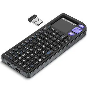 K809 Mini Wireless Keyboard with Touchpad, Easy Media Control - Black | BT & 2.4G Dual Mode, Rechargeable 1000mAh Battery, Aluminum Frame, Handheld &Backlit Keyboard for PC/TV/HTPC/Laptop and more. K809 Mini Wireless Keyboard with Touchpad, Easy Media Control - Black | BT & 2.4G Dual Mode, Rechargeable 1000mAh Battery, Aluminum Frame, Handheld &Backlit Keyboard for PC/TV/HTPC/Laptop and more.