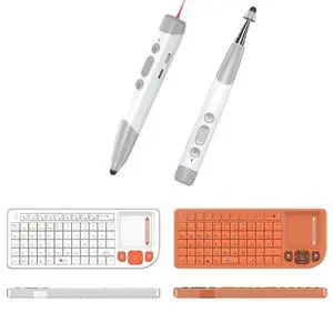 2 Pack Mini Wireless Keyboard (White+Orange) + Presenter Clicker with Telescopic Pointer & Stylus Pen, Office/Classroom Bundle 2 Pack Mini Wireless Keyboard (White+Orange) + Presenter Clicker with Telescopic Pointer & Stylus Pen, Office/Classroom Bundle
