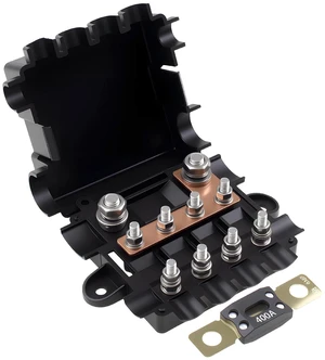 Fuse Block with Mage Fuse 400Amp, Power Distribution Block for Vehicles, Equipment Applications, 12V/32V DC Systems Fuse Block with Mage Fuse 400Amp, Power Distribution Block for Vehicles, Equipment Applications, 12V/32V DC Systems