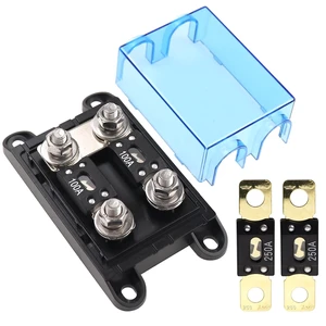 2-Way AMG Mega Fuse Holder Kit, Includes 2 Pcs 100A and 2 Pcs 250A ANM Fuse for Cars 2-Way AMG Mega Fuse Holder Kit, Includes 2 Pcs 100A and 2 Pcs 250A ANM Fuse for Cars