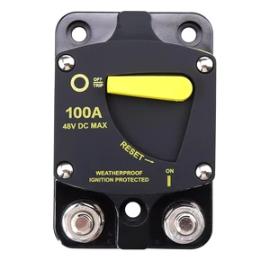 100 Amp DC Circuit Breaker Max 48V Waterproof Manual Reset Thermal Fuse Switch for RV Boat 100 Amp DC Circuit Breaker Max 48V Waterproof Manual Reset Thermal Fuse Switch for RV Boat