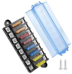 8-Way Fuse Block 12V Blade Fuse Holder Double Terminals 8-Way Fuse Block 12V Blade Fuse Holder Double Terminals
