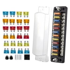 12 Way Fuse Block 12V Blade Fuse Holder with Negative Bus, 75Amps Total 12 Way Fuse Block 12V Blade Fuse Holder with Negative Bus, 75Amps Total