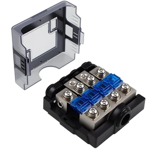 4 Way Mini ANL Fuse Holder 60A with Cover, 0/4 Gauge Input 4/8 Gauge Output Fuse Distribution Block for Boat, Car Audio 4 Way Mini ANL Fuse Holder 60A with Cover, 0/4 Gauge Input 4/8 Gauge Output Fuse Distribution Block for Boat, Car Audio
