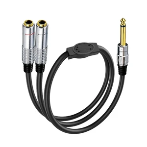 6.35mm Y Splitter Audio Cable 6.35mm 1/4" TS Mono Male to Dual 1/4" TS Mono Female Cable for OFC HiFi TS Speaker Microphone Headphone, Mixer 0.5M/1.6Ft 6.35mm Y Splitter Audio Cable 6.35mm 1/4" TS Mono Male to Dual 1/4" TS Mono Female Cable for OFC HiFi TS Speaker Microphone Headphone, Mixer 0.5M/1.6Ft