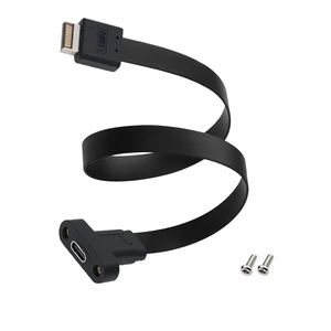 USB 3.1 20Pin Type-E IDC Front Panel Header Type-C Extension Cable 10Gbps Type E Male to USB C Female Extension Cord with Panel Mount Screw 30cm/11.8inch (Single Cable) USB 3.1 20Pin Type-E IDC Front Panel Header Type-C Extension Cable 10Gbps Type E Male to USB C Female Extension Cord with Panel Mount Screw 30cm/11.8inch (Single Cable)
