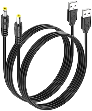 2 Pack 5V USB to DC 4.0x1.7mm Power Cord 4.0mm x 1.7mm Barrel Jack Charging Cable for Mini Fans, LED Lights and Low Power Devices (2M/6.6Ft) 2 Pack 5V USB to DC 4.0x1.7mm Power Cord 4.0mm x 1.7mm Barrel Jack Charging Cable for Mini Fans, LED Lights and Low Power Devices (2M/6.6Ft)