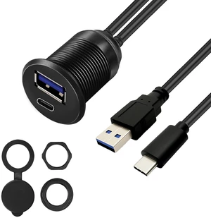 USB 3.0 & Type C 3.0 Car Flush Mount Cable, Male to Female, 5Gbps USB Dashboard Panel Mount Waterproof Extension Cord for Car Truck Boat Motorcycle 1M/3.3Ft USB 3.0 & Type C 3.0 Car Flush Mount Cable, Male to Female, 5Gbps USB Dashboard Panel Mount Waterproof Extension Cord for Car Truck Boat Motorcycle 1M/3.3Ft