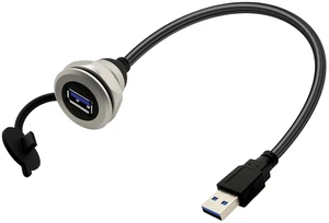 USB3.0 Threaded Fixed Mount Cable Al Shell USB A Male to Female Embedded Mount Waterproof Round Converter Extension Cable, 5V/2A 5Gbps, 30cm/11.8in USB3.0 Threaded Fixed Mount Cable Al Shell USB A Male to Female Embedded Mount Waterproof Round Converter Extension Cable, 5V/2A 5Gbps, 30cm/11.8in
