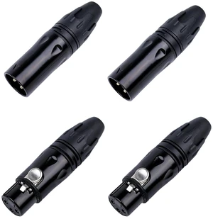 3 Pin XLR Male and Female Connectors, 4 Pack XLR Cable Connectors, 2 Male 2 Female, Solder Type Audio Microphone Cable Plugs with Strain Relief, Black(2 Pairs) 3 Pin XLR Male and Female Connectors, 4 Pack XLR Cable Connectors, 2 Male 2 Female, Solder Type Audio Microphone Cable Plugs with Strain Relief, Black(2 Pairs)