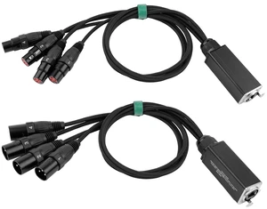 4 Channel Snake Audio Cable Breakout Extender XLR to Ethercon RJ45 CAT5/CAT6 for Live Stage Sound Lighting Recording (Pair with 2Ft Cables) 4 Channel Snake Audio Cable Breakout Extender XLR to Ethercon RJ45 CAT5/CAT6 for Live Stage Sound Lighting Recording (Pair with 2Ft Cables)