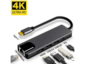 5 In 1 Type-C Hub USB C HUB Type C To USB 3.0 Dock Station 5 Port Multi Adapter OTG Compatible With 4K Video HD Output Adapter 5 In 1 Type-C Hub USB C HUB Type C To USB 3.0 Dock Station 5 Port Multi Adapter OTG Compatible With 4K Video HD Output Adapter