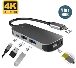 USB C Hub, MacBook Pro Adapter USB C Dongle, 4 in 1 USB C to HDMI Multiport Adapter Compatible for USB C Laptops Nintendo and Other Type C Devices (4K HDMI USB3.0/2.0 60W PD) USB C Hub, MacBook Pro Adapter USB C Dongle, 4 in 1 USB C to HDMI Multiport Adapter Compatible for USB C Laptops Nintendo and Other Type C Devices (4K HDMI USB3.0/2.0 60W PD)