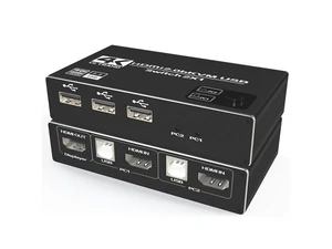 4K USB KVM Switch, 2 in 1 Out, UHD 4K@60Hz, 3 USB Hub, One Key Button Switch, Compatible with Most Keyboards and Mouse, 2 Computers Share 1 Monitor 4K USB KVM Switch, 2 in 1 Out, UHD 4K@60Hz, 3 USB Hub, One Key Button Switch, Compatible with Most Keyboards and Mouse, 2 Computers Share 1 Monitor